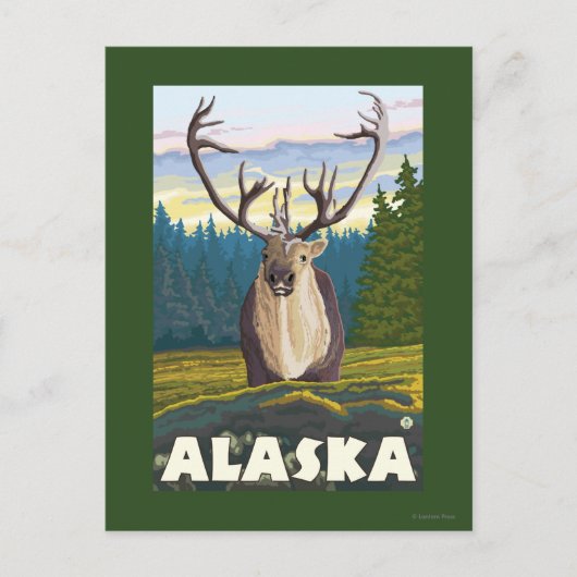 ワイルドヴィンテージ旅行のAlaskaCaribou ポストカード (正面)