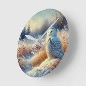 ワイルド威厳のあるネスに生息するスノーフクロウ ラウンド壁時計 (傾斜)