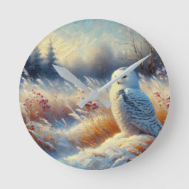 ワイルド威厳のあるネスに生息するスノーフクロウ ラウンド壁時計
