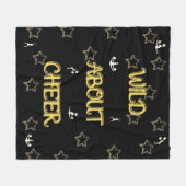ワイルド応援について小さな白い応援シルエット フリースブランケット (正面(横))
