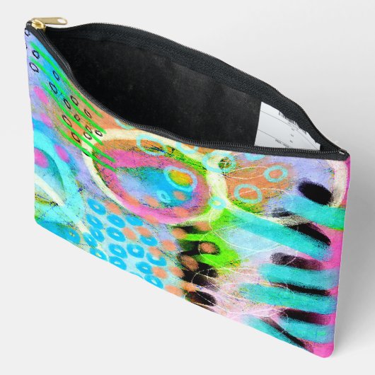 ワイルド抽象芸術デジ絵を描タル アクセサリーポーチ (見開き)