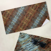 ワイルド抽象芸術パターンアクアブラウンとオレンジ ビーチタオル