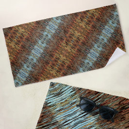 ワイルド抽象芸術パターンアクアブラウンとオレンジ ビーチタオル