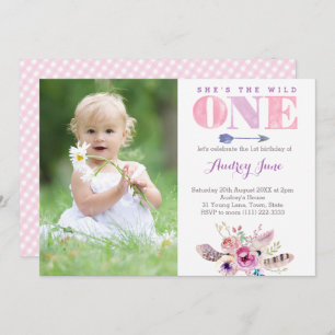 ワイルド招待状、大きい1歳、1歳の誕生日のフォトカード 招待状