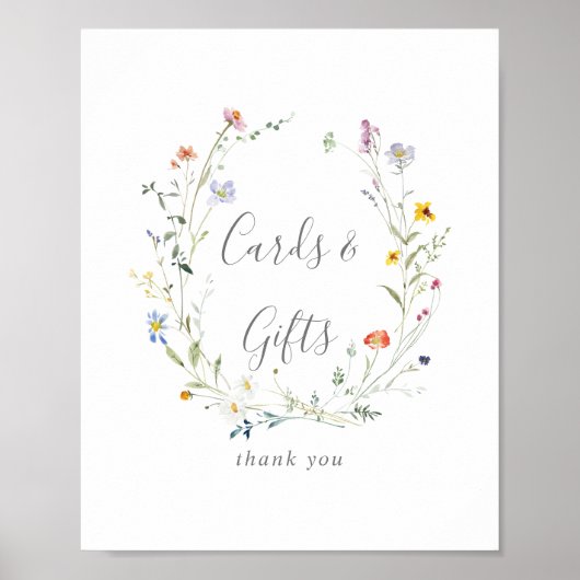 ワイルド数々のカラーのフローラカードとギフトサイン ポスター (正面)
