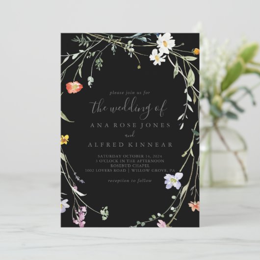 ワイルド数々のカラーフローラが黒結婚く 招待状 (スタンド正面)