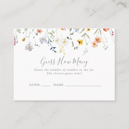 ワイルド数々のカラーフローラでゲームカードの数を推測 名刺 (正面)