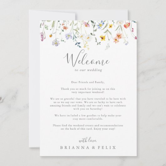 ワイルド数々のカラーフローラの結婚歓迎レター (正面)
