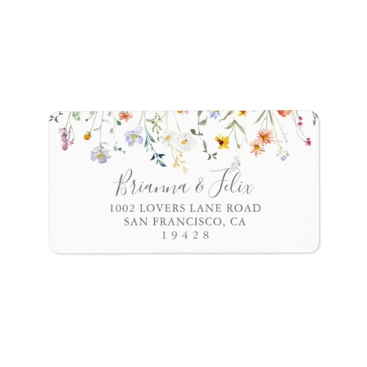 ワイルド数々のカラーフローラウェディングRSVP住所 シール (正面)