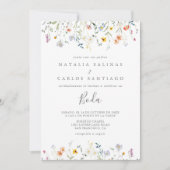 ワイルド数々のカラーフローラスペインのフロントバック結婚ズ 招待状 (正面)