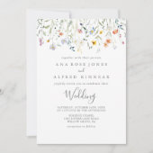 ワイルド数々のカラーフローラフロントとバック結婚ズ 招待状 (正面)