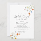 ワイルド数々のカラーフローラブライダルシャワーティーパーティー 招待状 (正面)