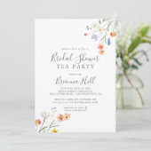 ワイルド数々のカラーフローラブライダルシャワーティーパーティー 招待状 (スタンド正面)