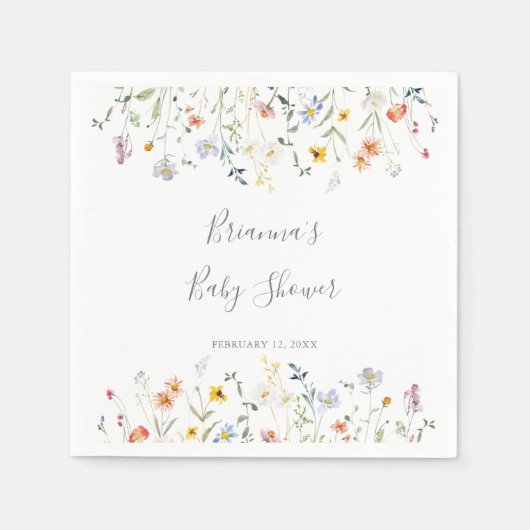 ワイルド数々のカラーフローラベビーシャワー スタンダードカクテルナプキン (正面)