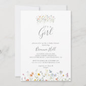 ワイルド数々のカラーフローラ女の子ベビーシャワー 招待状 (正面)