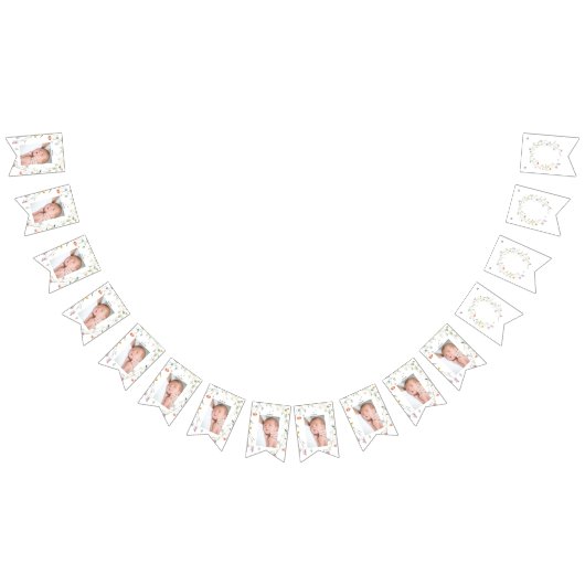 ワイルド数々のカラーフローラ最初の誕生日 バンティングフラッグ (全)