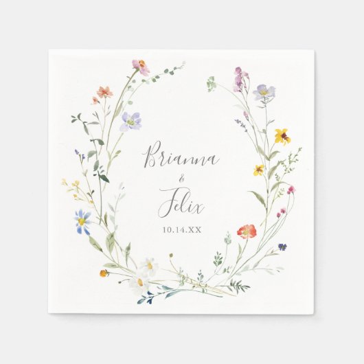 ワイルド数々のカラーフローラ結婚ナプキン スタンダードカクテルナプキン (正面)