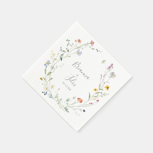 ワイルド数々のカラーフローラ結婚ナプキン スタンダードカクテルナプキン (角)