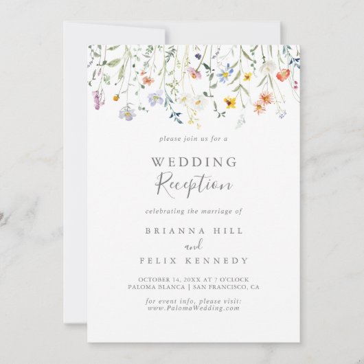 ワイルド数々のカラーフローラ結婚披露宴 招待状 (正面)