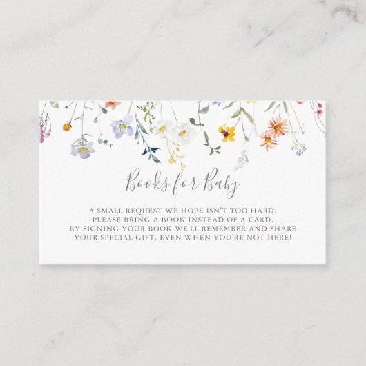 ワイルド数々のカラーフローラ赤ちゃんシャワーブックリクエスト エンクロージャーカード (正面)