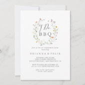 ワイルド数々のカラーフローラI do BBQ婚約パーティ 招待状 (正面)