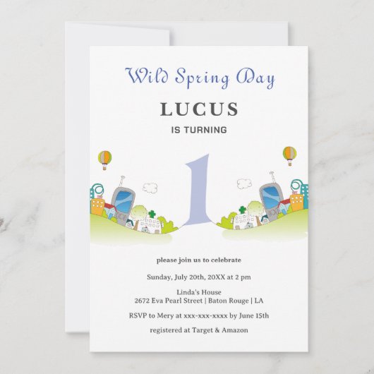 ワイルド春デイ1st誕生日 招待状 (正面)