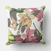 ワイルド春フローラマグノリア芸術的ピ絵を描ック クッション (裏面)