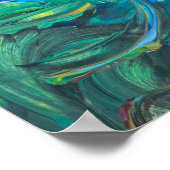 ワイルド海深いブルーシー抽象芸術 ポスター (角)