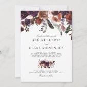 ワイルド王室の開花 |紫色のテーマの結婚式の招待 招待状 (正面)