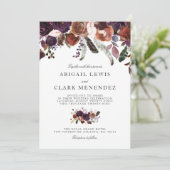 ワイルド王室の開花 |紫色のテーマの結婚式の招待 招待状 (スタンド正面)