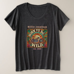 ワイルド生まれなレトロ70パーソナライズされたsヴィンテージ プラスサイズTシャツ