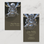 ワイルド生まれになるには、オートバイのレンチ+スカル 名刺 (正面/裏面)