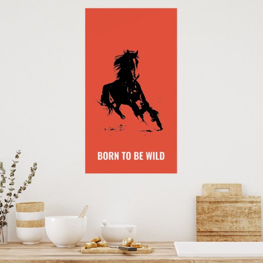 ワイルド生まれポップ・アートのランニングのウマ感動的アー ポスター (キッチン)