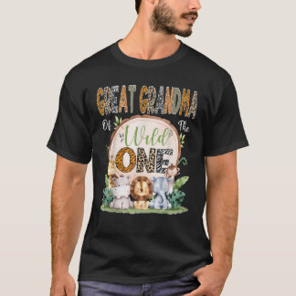 ワイルド素晴らしワンバースデーサファリのおばあちゃん Tシャツ