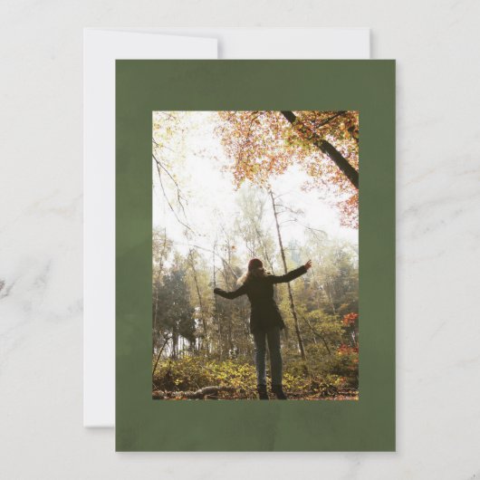 ワイルド素朴ウッドランド緑の生活お祝い 招待状 (裏面)