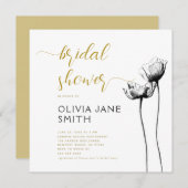 ワイルド素朴エレガント白黒金ゴールドブライダルシャワー 招待状 (正面/裏面)