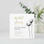 ワイルド素朴エレガント白黒金ゴールドブライダルシャワー 招待状 (スタンド正面)