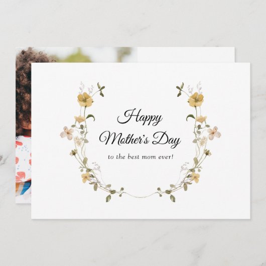 ワイルド素朴フラハッピーマザーデイカード シーズンカード (正面/裏面)