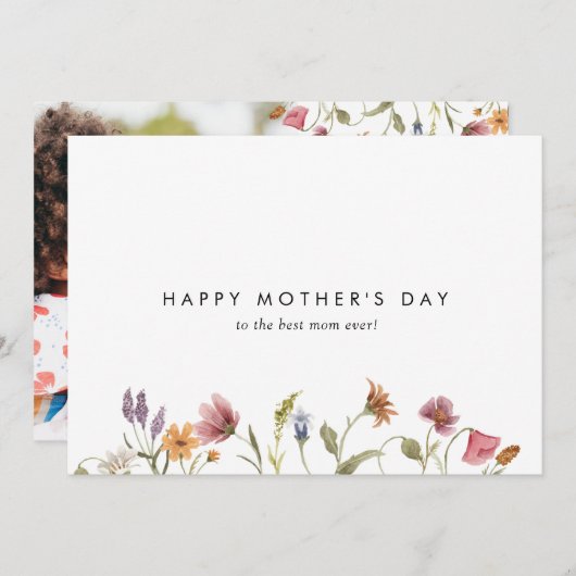 ワイルド素朴フラハッピーマザーデイフォトカード シーズンカード (正面/裏面)