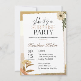 ワイルド素朴フラワーフォト退職カードオンライン 招待状