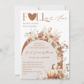 ワイルド素朴フラワーボホ秋ベビーガールシャワー 招待状 (正面)