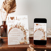 ワイルド素朴フラワーボホ秋ベビーガールシャワー 招待状