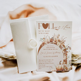 ワイルド素朴フラワーボホ秋ベビーガールシャワー 招待状