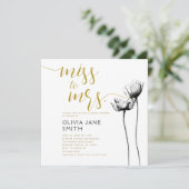 ワイルド素朴ポピー白黒金ゴールドブライダルシャワー 招待状 (スタンド正面)