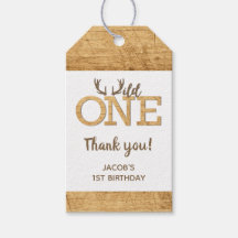 ワイルド素朴ワン1歳の誕生日サンキューメッセージカード