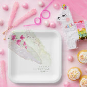 ワイルド結婚フラワーの水絵を描色Str Fsia ID954 ペーパープレート (パーティー)