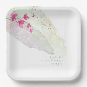 ワイルド結婚フラワーの水絵を描色Str Fsia ID954 ペーパープレート (正面)