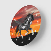 ワイルド絵を描ウマウォールクロック ラウンド壁時計 (傾斜)