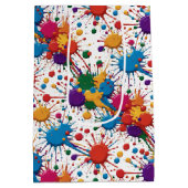 ワイルド絵を描（ばちゃばちゃ）跳ねる ミディアムペーパーバッグ (裏面)