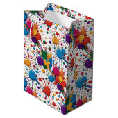 ワイルド絵を描（ばちゃばちゃ）跳ねる ミディアムペーパーバッグ (裏面アングル)